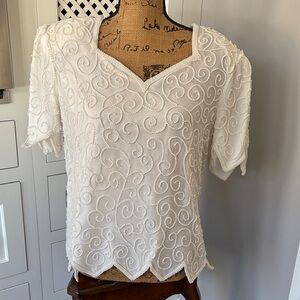 Elegant White Embroidered Women's Top